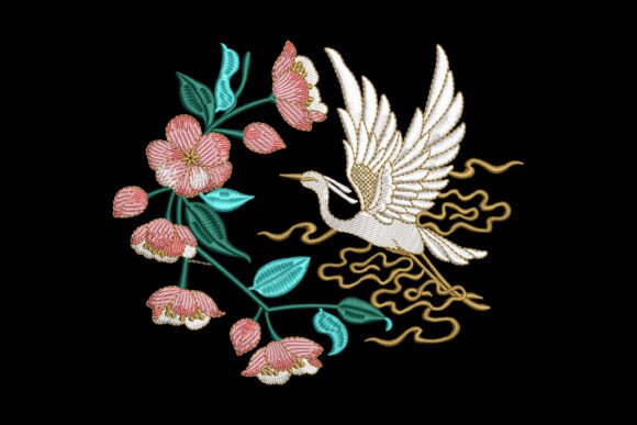 Cranes and Blossoms Embroidery