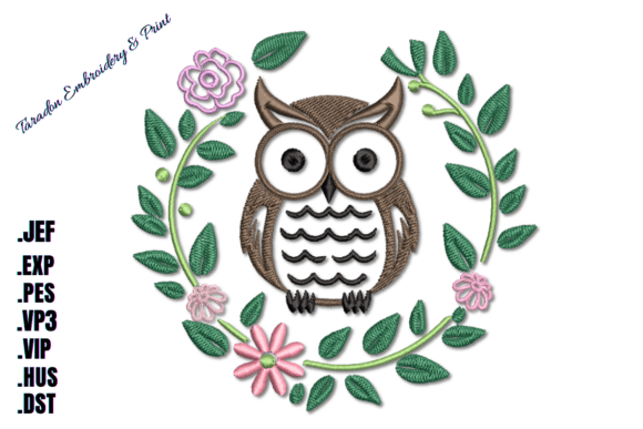 Enchanted Owl Blooms Machine Embroidery
