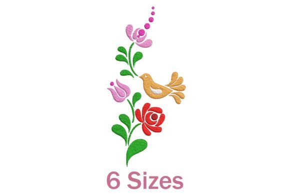 Flower with Bird Embroidery Design