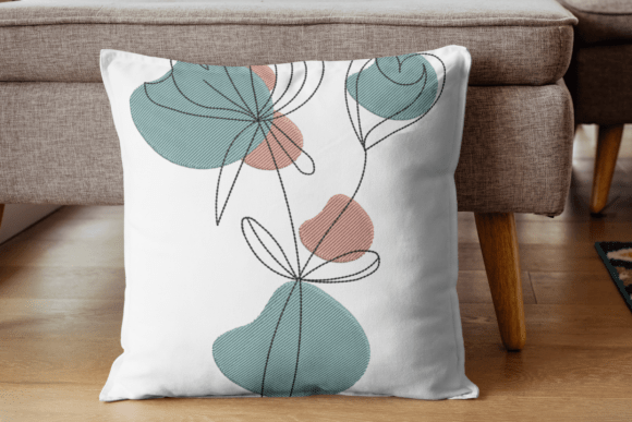 Green Pink Blooms Embroidery File Instant Digital