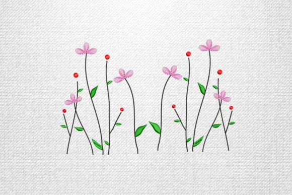 Minimal Pink Wildflower Embroidery Art