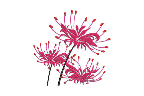 Red Spider Lily Embroidery Design