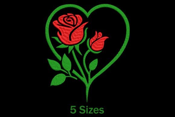 Rose Heart Embroidery Design